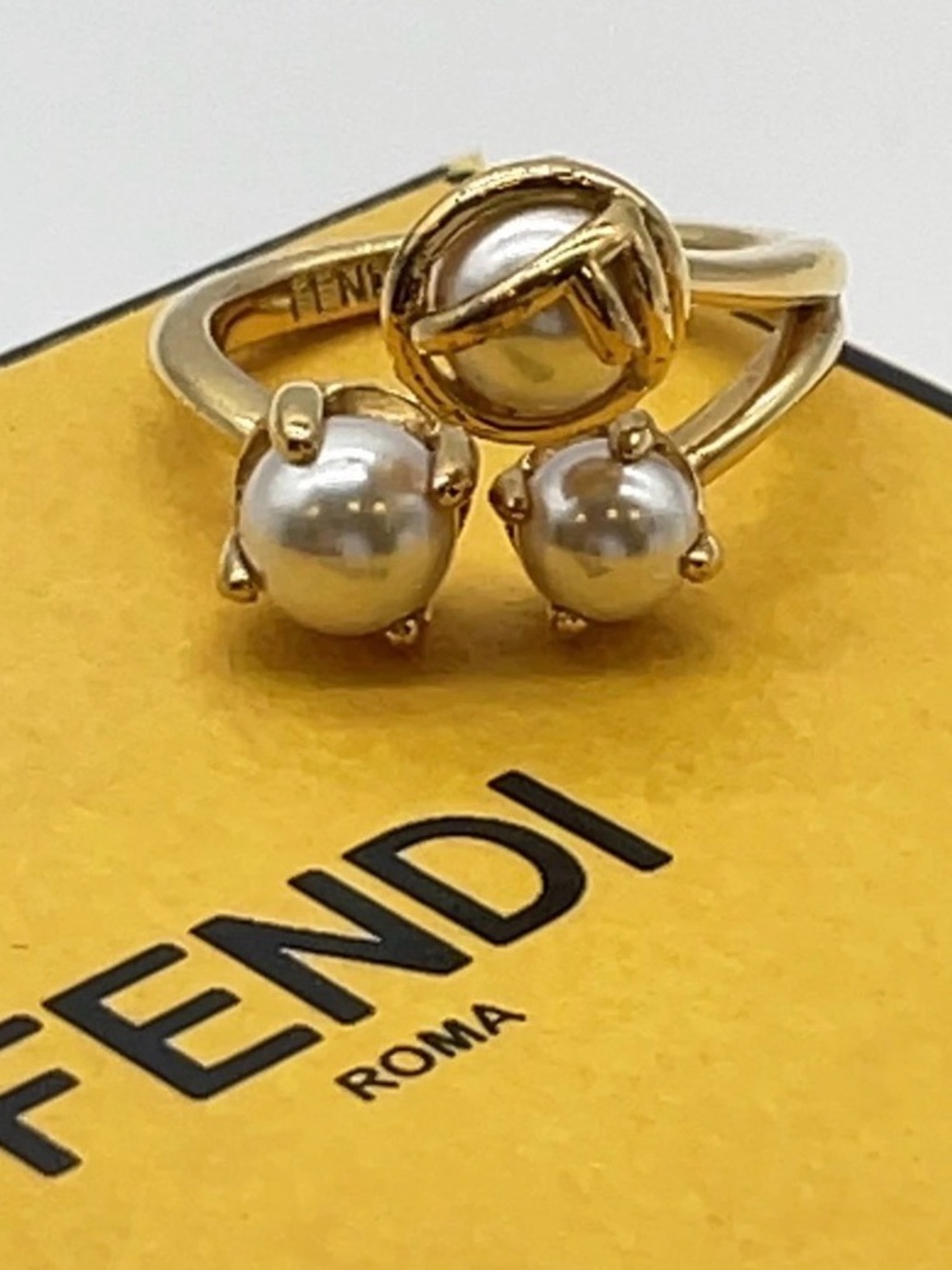 Fendi Gold Pearl Ring